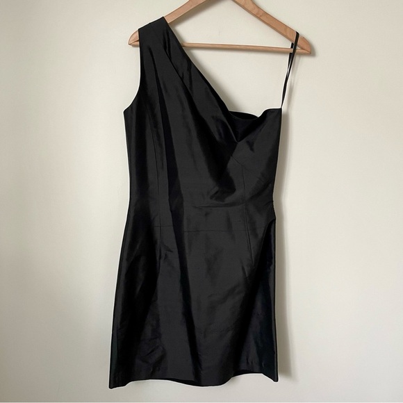 Lundström Silk One Shoulder Black Cocktail Dress - Picture 2 of 6